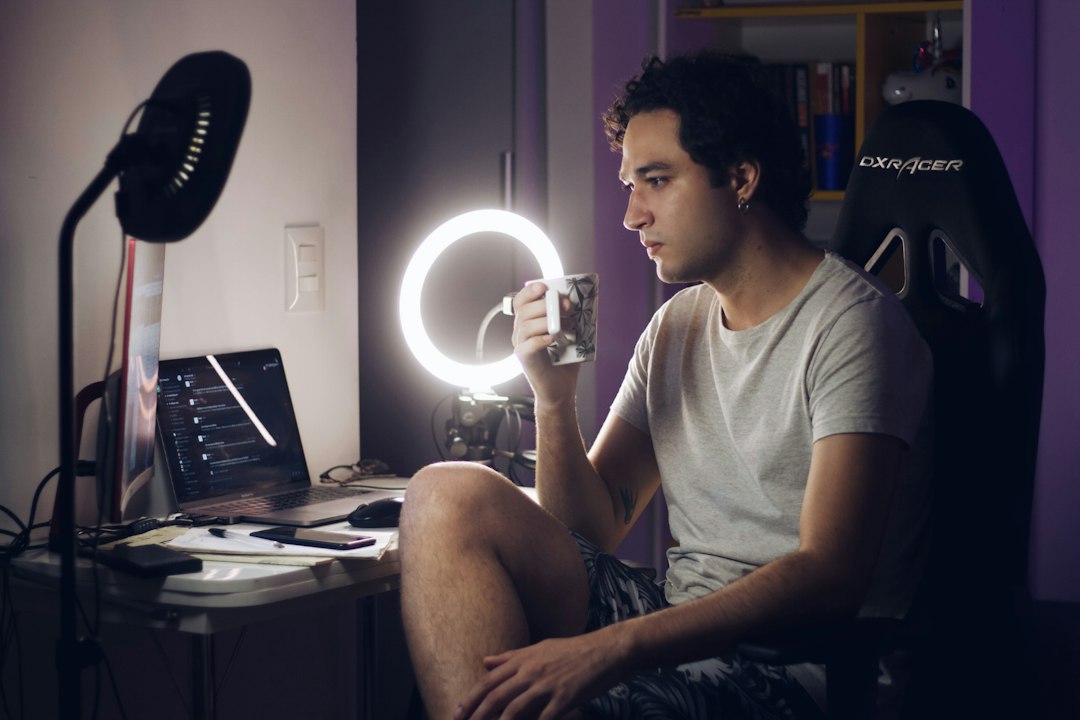 Representative video-call lighting setup at a desk